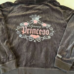 Walt‎ Disney World Brown Velour Disney Princess Full Zip Hooded Jacket Sz 1X